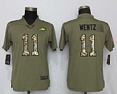 Women Nike Eagles 11 Carson Wentz Olive Camo Salute To Service Limited Jersey,baseball caps,new era cap wholesale,wholesale hats